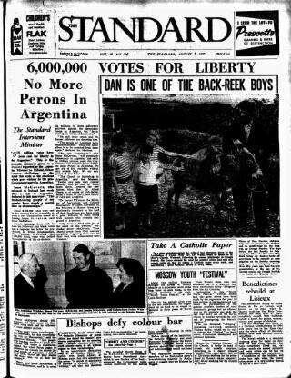 cover page of Catholic Standard published on August 2, 1957
