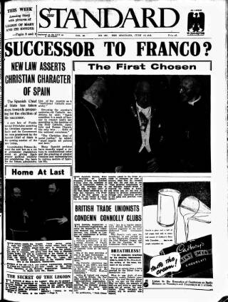 cover page of Catholic Standard published on June 13, 1958