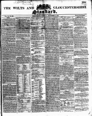 cover page of Wilts and Gloucestershire Standard published on November 2, 1847