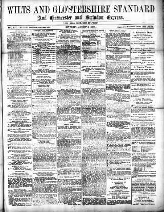 cover page of Wilts and Gloucestershire Standard published on August 2, 1890
