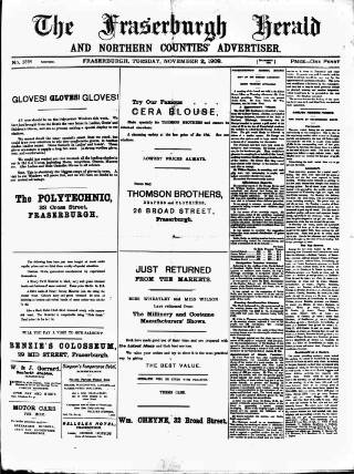 cover page of Fraserburgh Herald and Northern Counties' Advertiser published on November 2, 1909