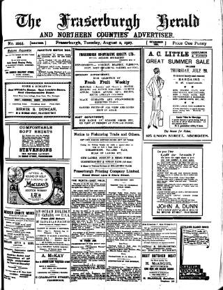 cover page of Fraserburgh Herald and Northern Counties' Advertiser published on August 2, 1927