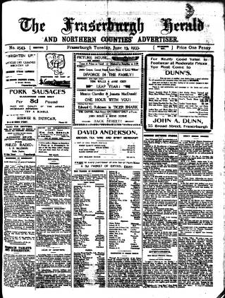 cover page of Fraserburgh Herald and Northern Counties' Advertiser published on June 13, 1933