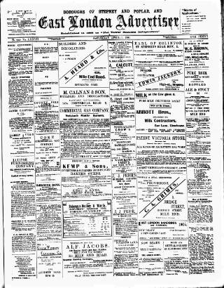 cover page of Tower Hamlets Independent and East End Local Advertiser published on April 1, 1905