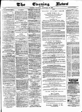 cover page of Glasgow Evening Post published on September 22, 1883
