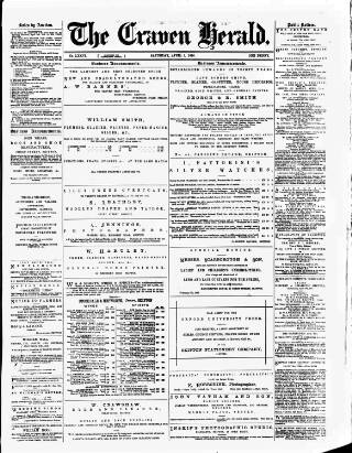 cover page of Craven Herald published on April 1, 1876