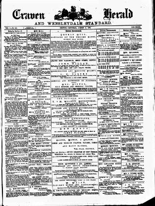 cover page of Craven Herald published on August 2, 1879