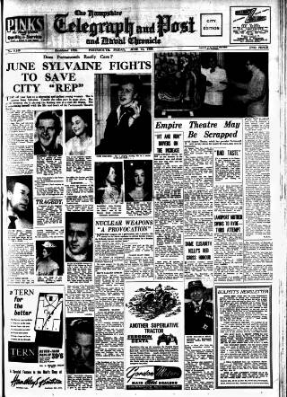 cover page of Hampshire Telegraph published on June 13, 1958