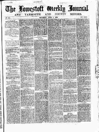 cover page of Lowestoft Journal published on April 1, 1876