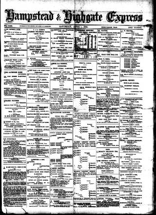 cover page of Hampstead & Highgate Express published on April 1, 1899