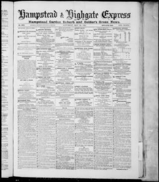 cover page of Hampstead & Highgate Express published on May 22, 1915