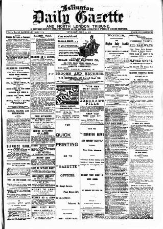 cover page of Islington Gazette published on June 13, 1907