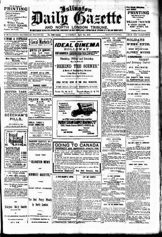 cover page of Islington Gazette published on May 22, 1913