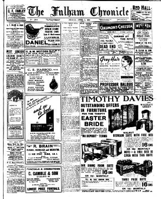 cover page of Fulham Chronicle published on April 1, 1938