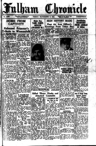 cover page of Fulham Chronicle published on November 2, 1945