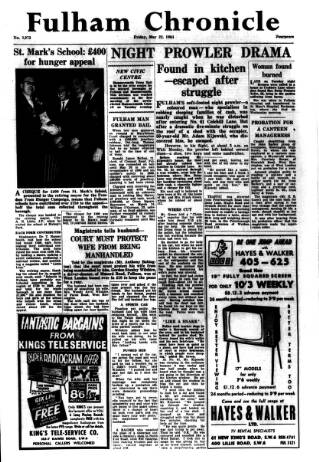cover page of Fulham Chronicle published on May 22, 1964
