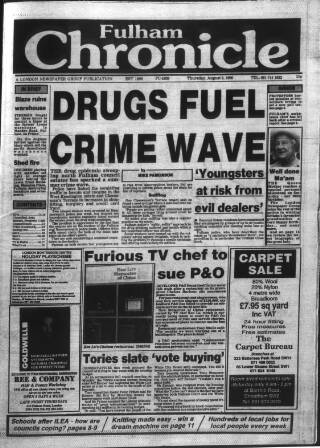 cover page of Fulham Chronicle published on August 2, 1990