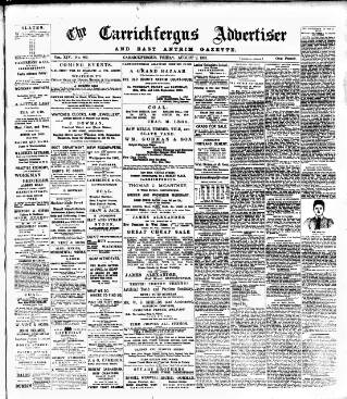 cover page of Carrickfergus Advertiser published on August 2, 1901