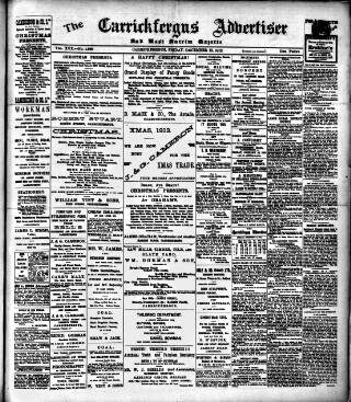 cover page of Carrickfergus Advertiser published on December 13, 1912