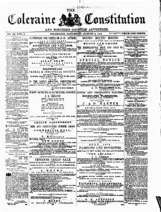 cover page of Northern Constitution published on August 2, 1879