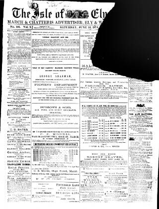 cover page of Cambridgeshire Times published on June 13, 1874