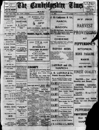 cover page of Cambridgeshire Times published on August 2, 1912