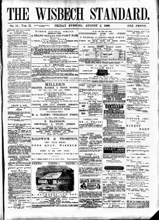 cover page of Wisbech Standard published on August 2, 1889