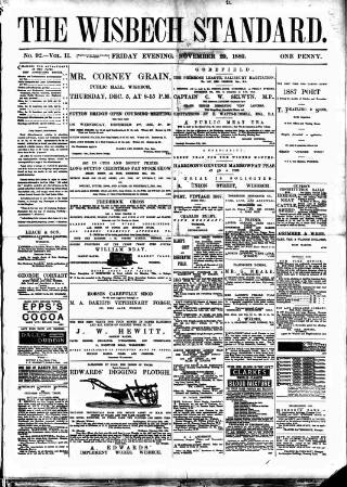 cover page of Wisbech Standard published on November 29, 1889