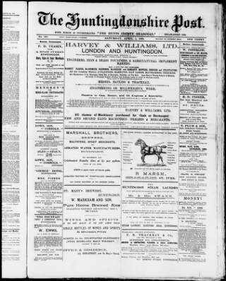 cover page of Hunts Post published on April 1, 1899