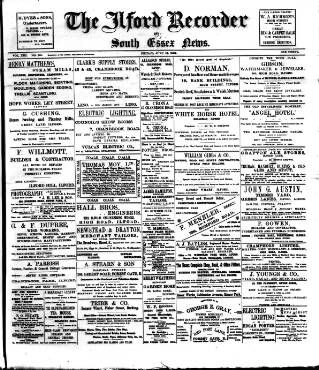 cover page of Ilford Recorder published on June 13, 1902