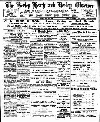 cover page of Bexley Heath and Bexley Observer published on June 13, 1913