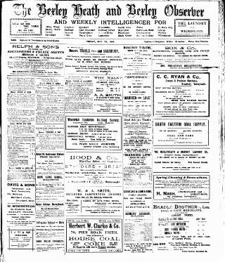 cover page of Bexley Heath and Bexley Observer published on May 22, 1914