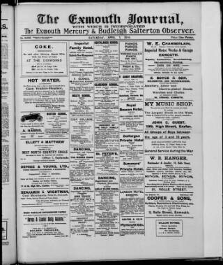 cover page of Exmouth Journal published on April 1, 1916