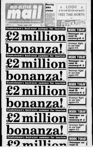 cover page of Mid-Ulster Mail published on August 2, 1990