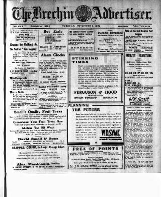 cover page of Brechin Advertiser published on November 2, 1943