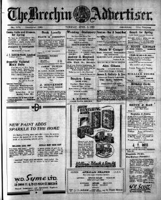cover page of Brechin Advertiser published on April 1, 1952