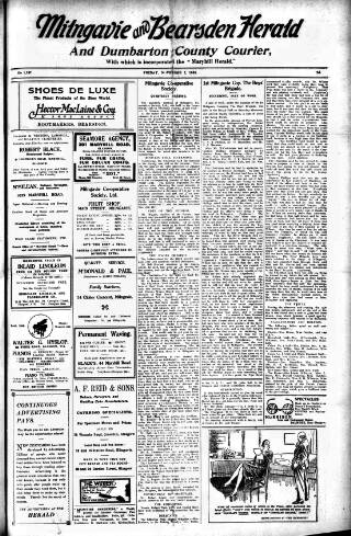 cover page of Milngavie and Bearsden Herald published on November 2, 1928