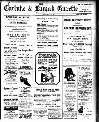 cover page of Carluke and Lanark Gazette published on April 1, 1927