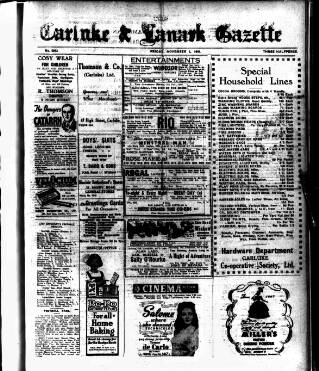 cover page of Carluke and Lanark Gazette published on November 2, 1945