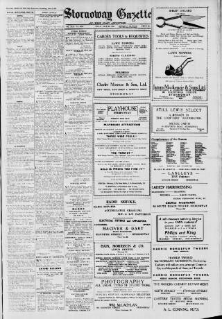 cover page of Stornoway Gazette and West Coast Advertiser published on June 13, 1947