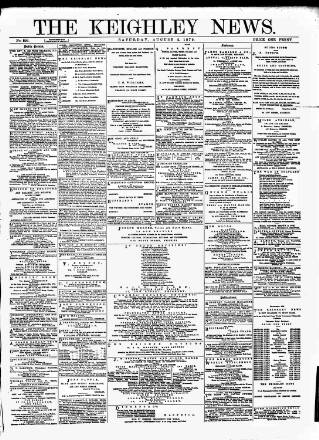 cover page of Keighley News published on August 2, 1879