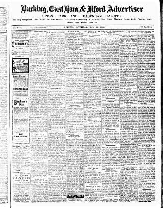 cover page of Barking, East Ham & Ilford Advertiser published on May 22, 1909
