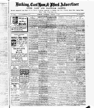 cover page of Barking, East Ham & Ilford Advertiser published on August 2, 1913
