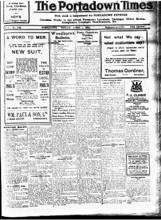 cover page of Portadown Times published on April 1, 1932