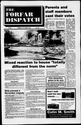 cover page of Forfar Dispatch published on November 2, 1989