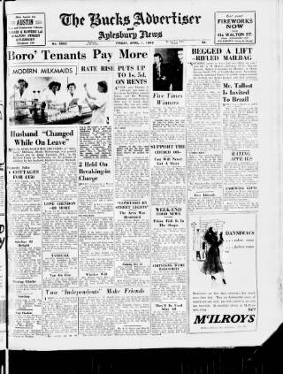 cover page of Bucks Advertiser & Aylesbury News published on April 1, 1949