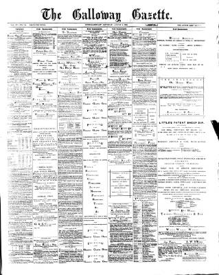 cover page of Galloway Gazette published on August 2, 1884