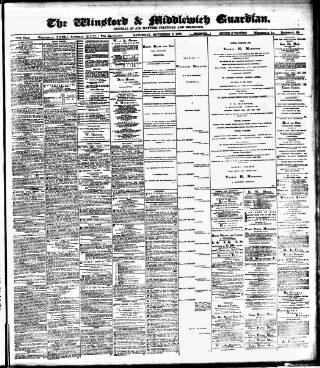 cover page of Winsford & Middlewich Guardian published on November 2, 1889
