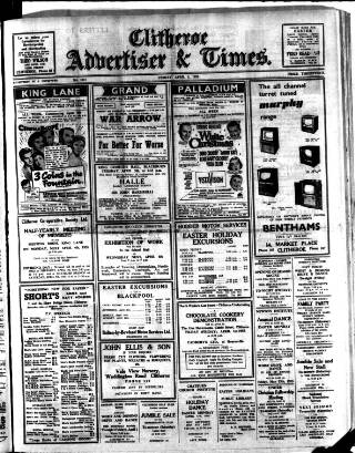 cover page of Clitheroe Advertiser and Times published on April 1, 1955