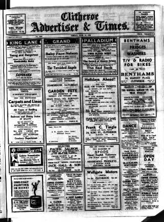 cover page of Clitheroe Advertiser and Times published on June 13, 1958